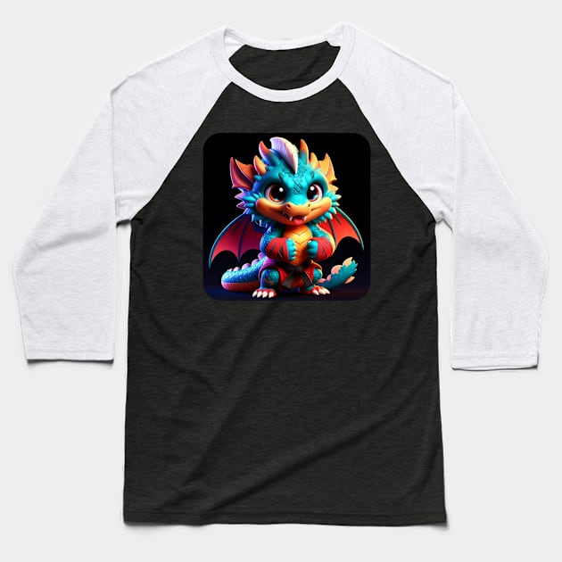 Rufie the Dragon - Wrestling #55 Baseball T-Shirt by The Black Panther